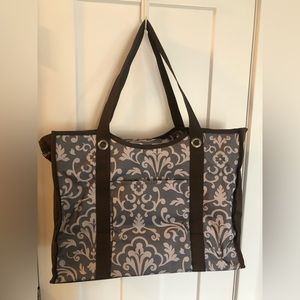 Thirty one bag Gray and White Damask